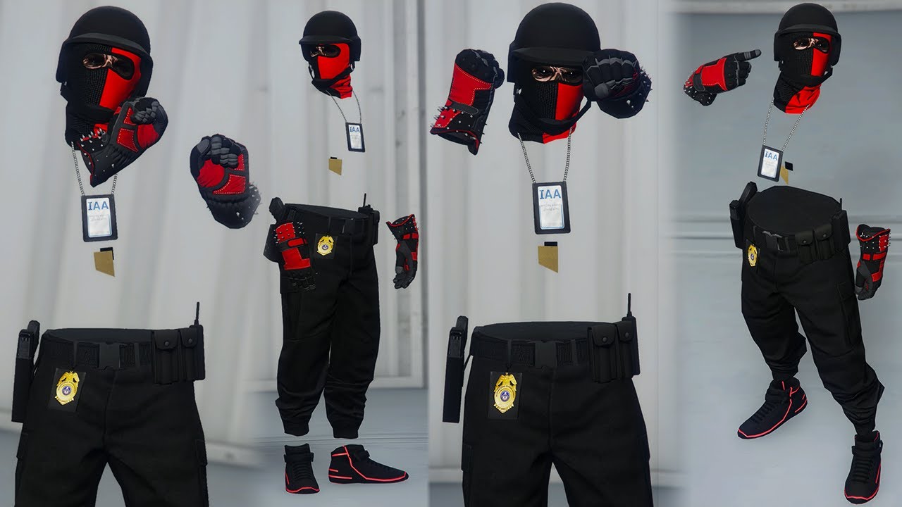 GTA 5 Online Tryhard Modded  Male Outfit | Invisible Torso, IAA Badge and Gun Belt