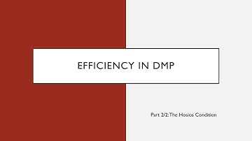 Efficiency In DMP (Part 2/2): The Hosios Condition
