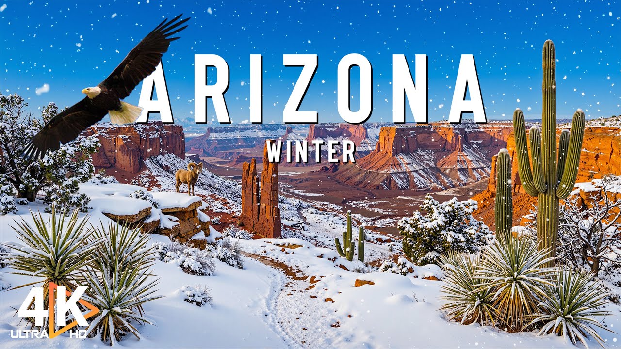 Зима в Аризоне, США, 4K ❄️ Откройте для себя пустынные пейзажи и заснеженные каньоны.