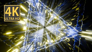 Abstract Background Video 4K Screensaver Tv Yellow Blue Triangle Tunnel Flames Vj Loop Neon Blender