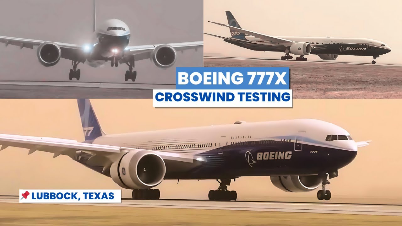 БЕЗУМНЫЙ тест на боковой ветер! Boeing 777X преодолевает ветер скоростью 60 миль в час в Лаббоке.