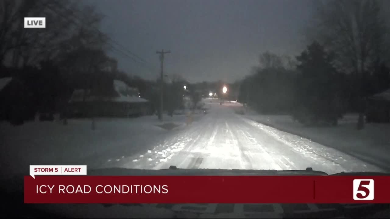 Snow moves out of Middle Tennessee, but roads are still frozen - YouTube