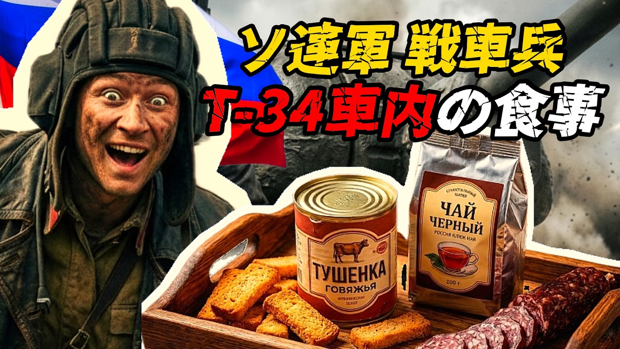 ソ連戦車兵 ― T-34戦車の内部での食事
