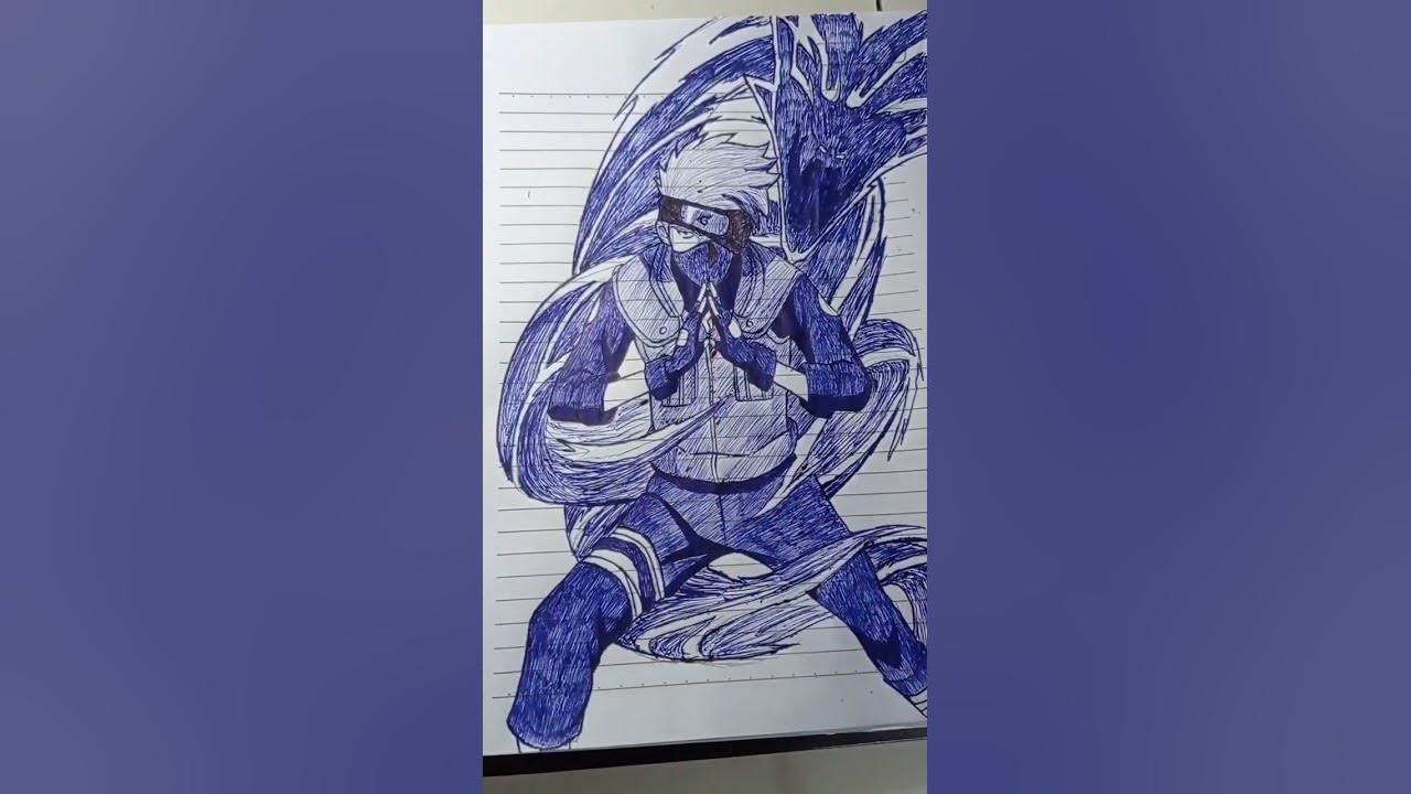 🖊️ Kakashi Hatake Desenho - Caneta BIC 