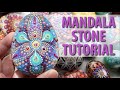 How to Paint a Dot Mandala Stone - Trillium Flower Mandala Design using Reversible Mandala Stencils