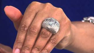 VicenzaSilver Sterling Bold Diamond Cut Dome Design Ring with Gabrielle Kerr