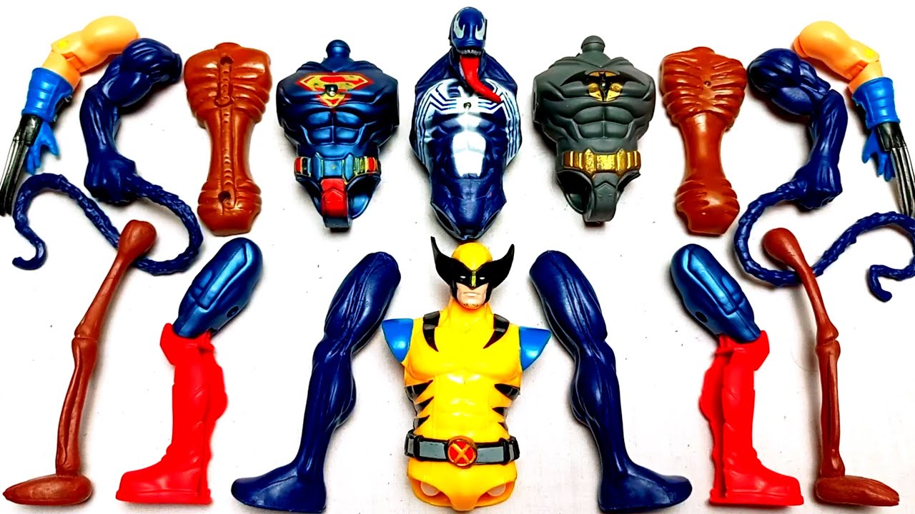 SUPERMAN BATMAN WOLVERINE VENOM AND SIREN HEAD ASSEMBLE VIDEO TOYS 