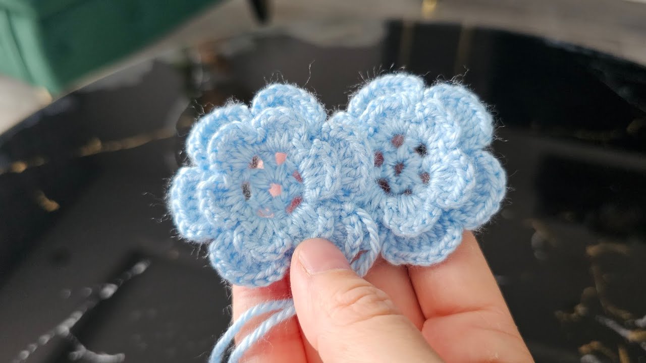Katlı Çiçek💙 Tığ İşi Örgü Çiçek Modeli Yapımı Gülümseten Marifetler
