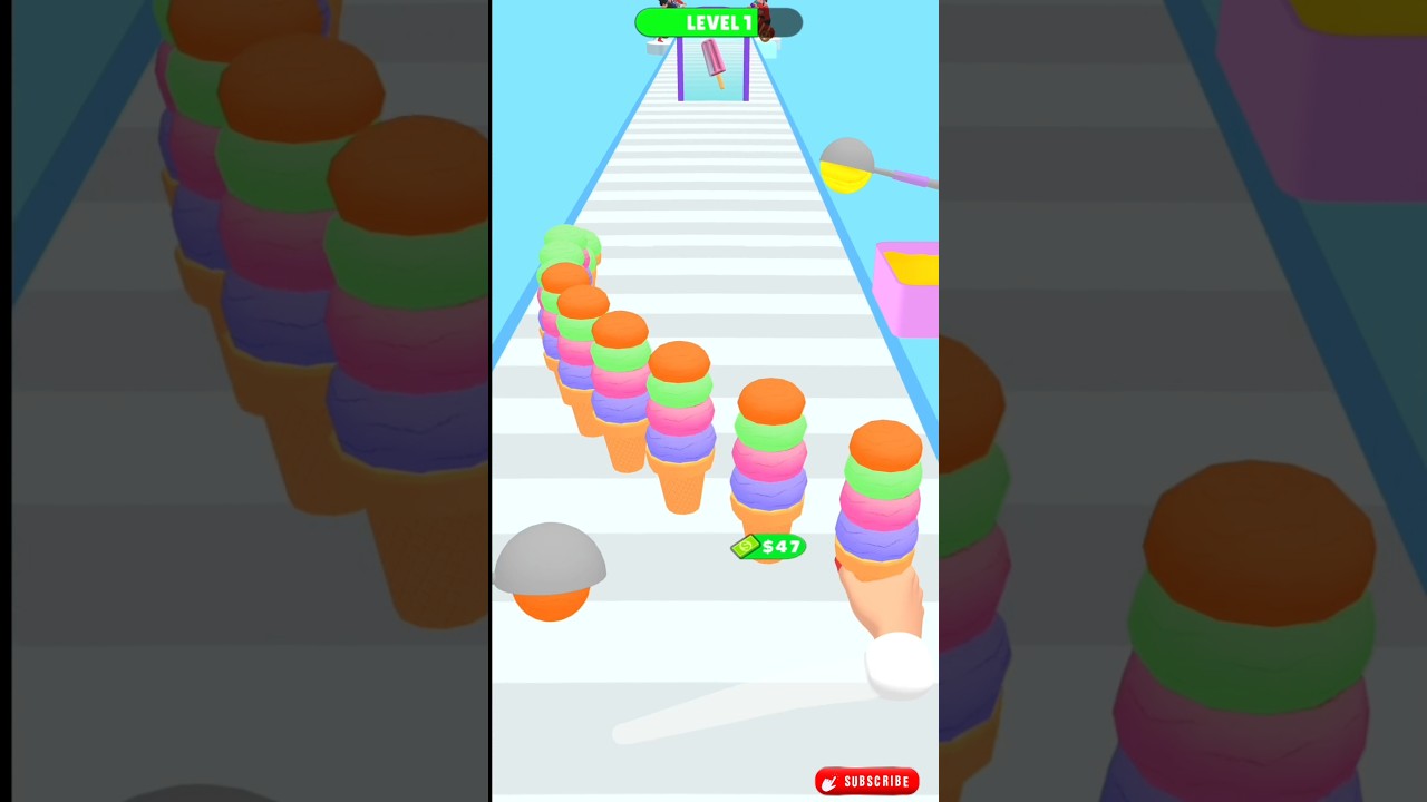 Ice Cream Stack Runner: Level-1 to Pro Gameplay 🎮/Wait for the end! 😱 Itni badi Ice Cream?🍦