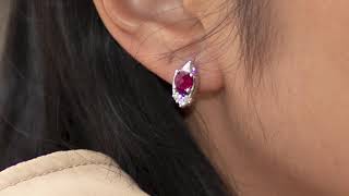 Peora Created Ruby Stud Earrings in Sterling Silver, Vintage Cascade Design SE7304