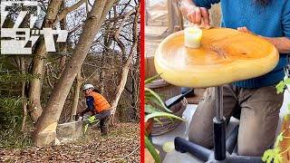 Making chairs from cut down trees
