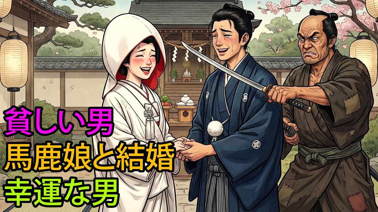 貧乏な男は借金取りに脅され、自分の「阿呆な娘」と無理やり結婚させられた | 民話 | 野談 | 時代劇 | 昔話 | 説話 | オーディオブック | 伝説