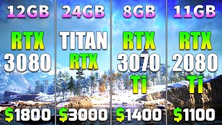 RTX 3080 12GB vs TITAN RTX 24 GB vs RTX 3070 Ti 8GB vs RTX 2080 Ti 11GB | PC Gaming Tested