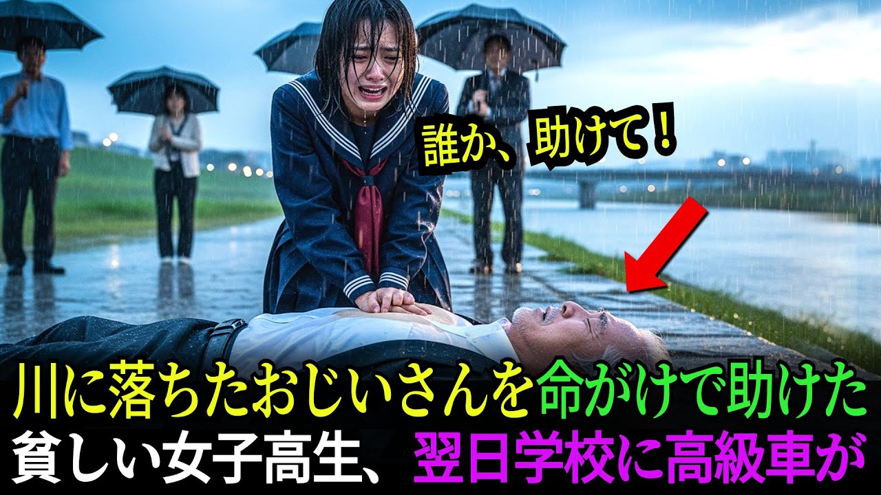 貧しい女子高生が、命がけで川に落ちた老人を救った。しかし翌日、学校の前に止まった一台の黒い高級車が