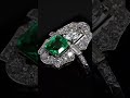 Colombian emerald and diamond two stone ring circa 1935