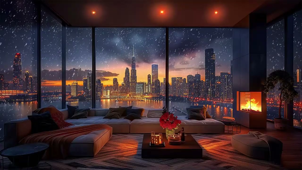 SNOWY MANHATTAN JAZZ CLUB: 1950s NYC Winter Ambience | FlowLab Audio