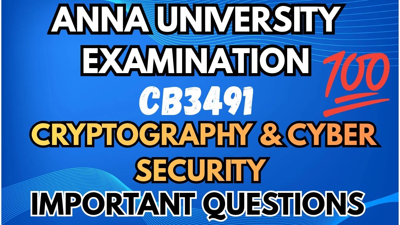 CB3491|Криптография и кибербезопасность|Важные вопросы 💯💯💯|@Toppersacademytamil