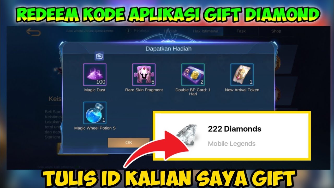 APLIKASI KODE REDEEM MOBILE LEGENDS GIFT DIAMOND MLBB - YouTube