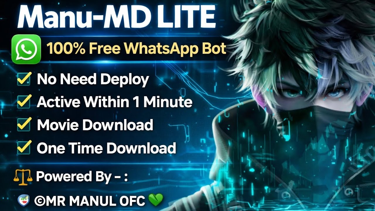 🫶 Manu-MD LITE  100% Free WhatsApp Bot  ( WebSite Part 1 ) ❤️