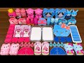 PINK BEAR vs BLUE HELLO KITTY ! Mixing random into GLOSSY slime!!Satisfying Slime video#533