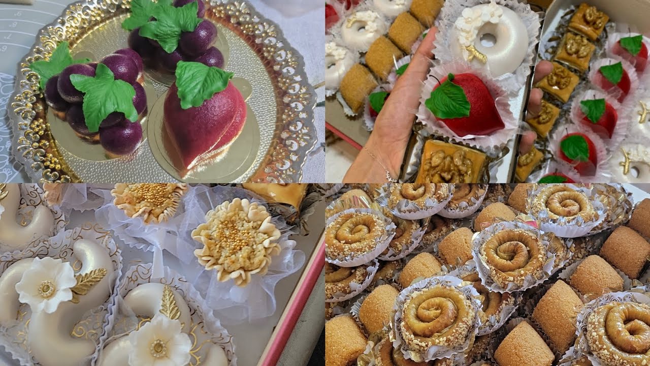 روتين طلبيات خطوبة 💍🇩🇿 حلويات تقليدية للمناسبات تشكيل عنب وطريقة صنع وردة للتزيين