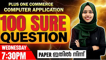 Plus One Public Exam | Computer Application | 100 Sure Questions  | Exam Winner