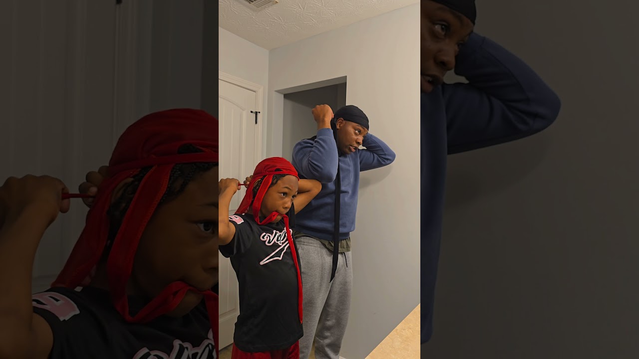 Teaching my son how to wrap his Durag... kinda