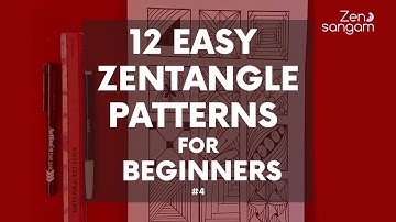 Easy 12 Zentangle Patterns | Step by Step Tutorial for Beginners | ZenDoodle | AntiStress Drawing #4