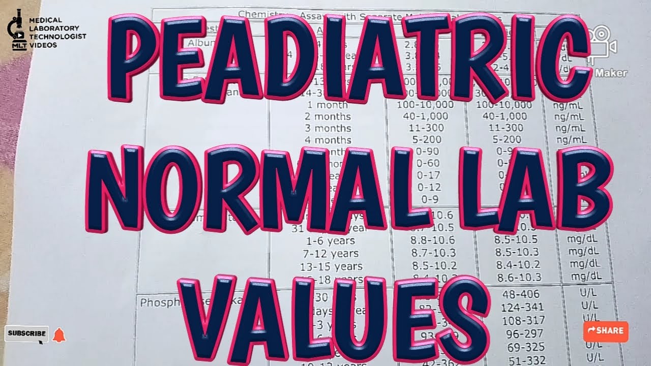 Pediatric Normal Lab Values.Normal Lab Ranges for infants. - YouTube