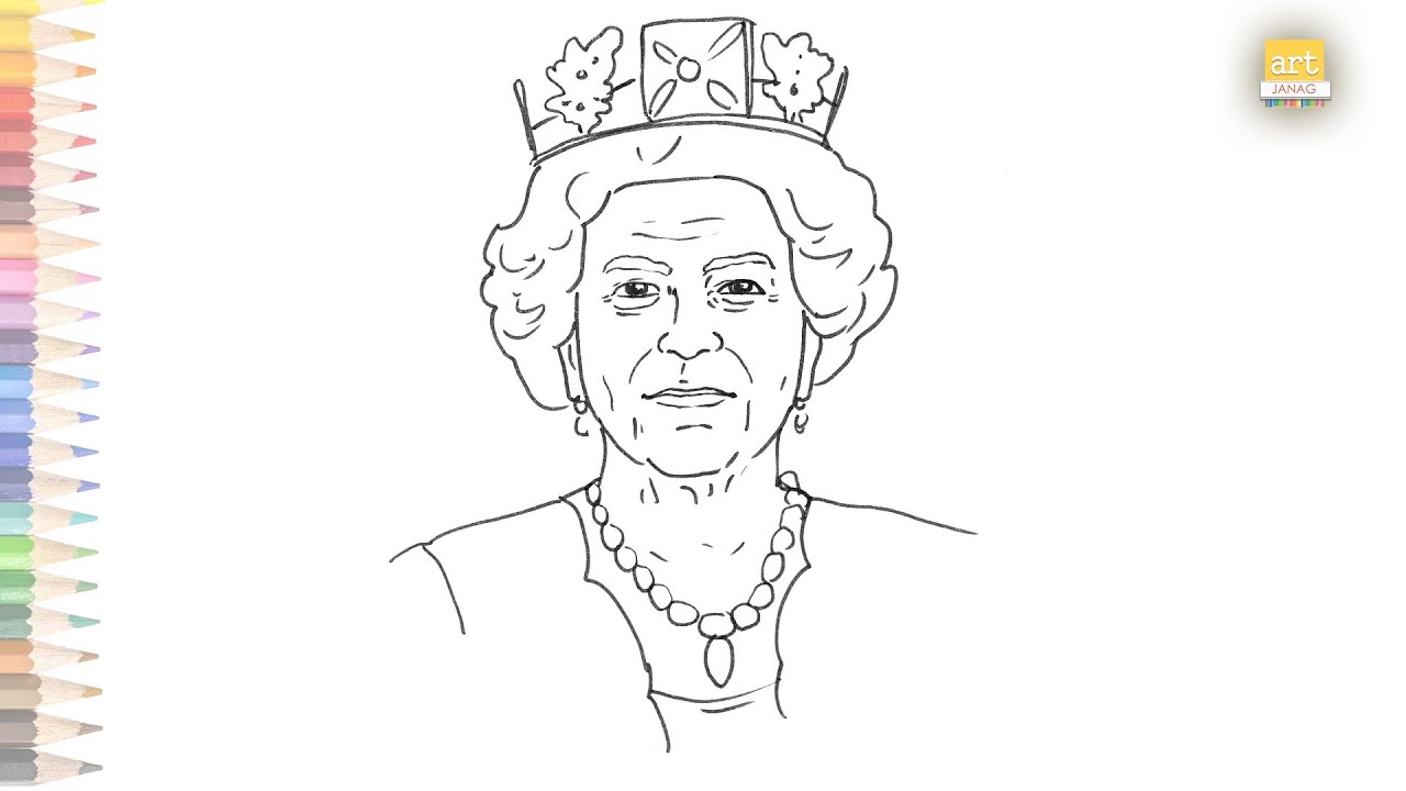 Buy Black and White Queen Elizabeth II Line Drawing - A1, A2, A3 or A4 art  prints on Art Wow designed by Lisa Wardle