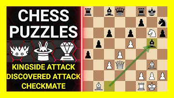 Chess Puzzles to Practice. Themes: Kingside attack, Discovered attack, Checkmate. Learn