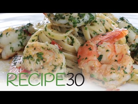 Garlic Linguine Pasta with Shrimp or Prawns