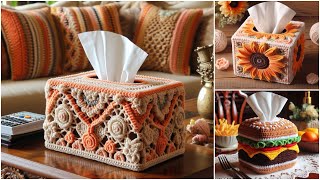 Most Beautiful Tissue Box Cover Knitted With Wool (Share Ideas)#Crochet #Knitted #Tissuebox