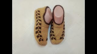 картинка: Плетени Терлици #138 (Knitted Slippers) (Тапочки спицами) (Patik) (Pantufas passo a passo)