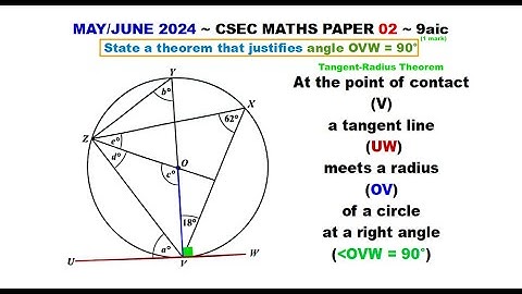 Tangent-Radius Theorem ~ May/June 2024 ~ 9aic ~ Paper2-CSEC-MATHS-628
