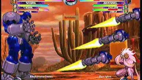 MvC2 Online (360): ShakunohaChaos (Rog/Storm/Tron) vs Das igloo (Cab/Sent/Cyke) 1 .:11.19.09:.