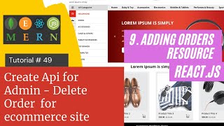 React js Tutorial # 49| Create Api |Admin - Delete Order ecommerce site