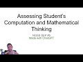 Assessing Student’s Computation and Mathematical Thinking NGSS SEP 5 - Teacher PD, Example MS-LS4-6