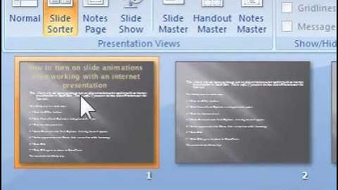 How to view the presentation in slide sorter view