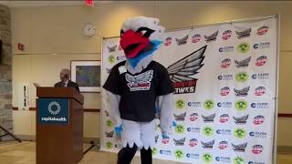 Trenton Ironhawks unveil new mascot, ‘Hawkey'