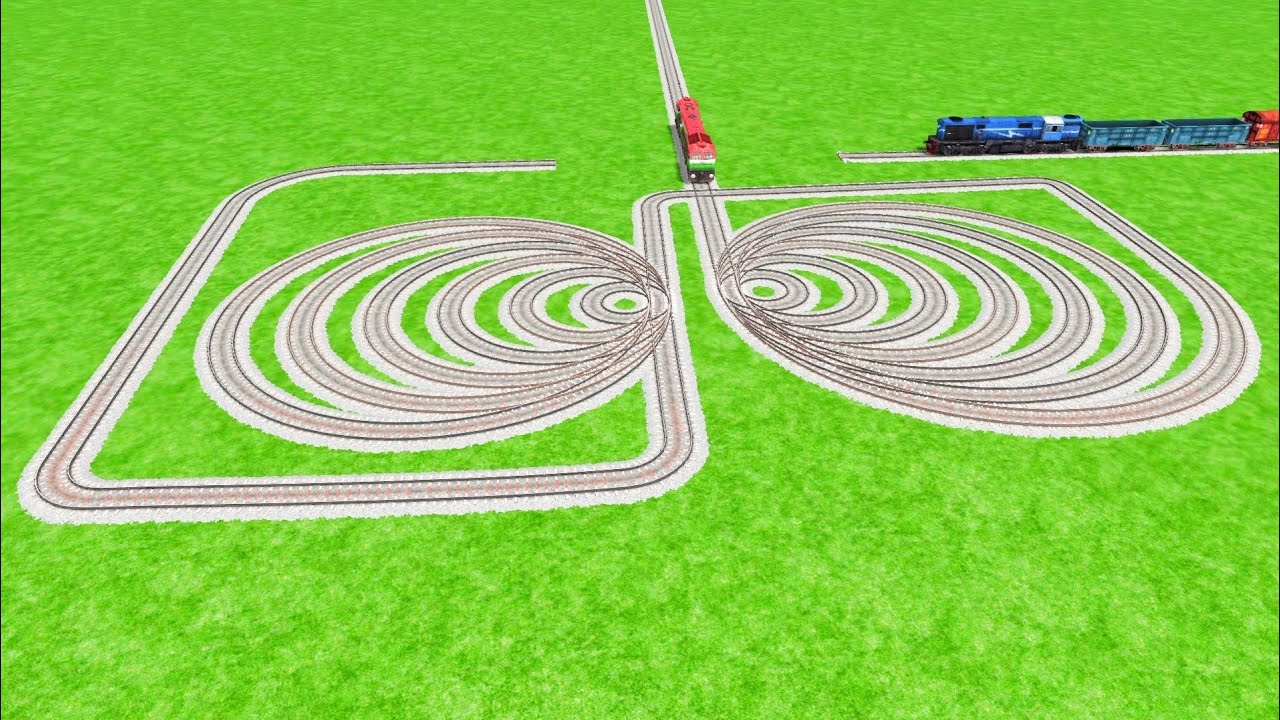 TRAIN RUNNING AT BIG ROUNDCIRCLES TRACKS RISKY RAILROAD TRACK ⭕️ RAILROAD RAILWORK BEANG DRIVE 