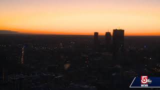 Beautiful Boston sunset on last day of daylight saving time