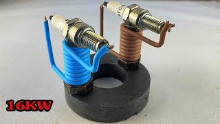 How to make16KW free electricity energy at home 2025 with copper wire use spark plug #technology