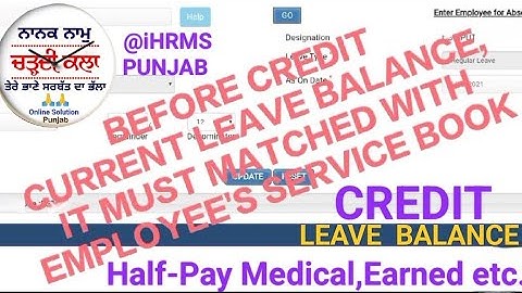 Credit Leave Balance HRMS Pb Medical | Commuted | Half | Earned Leave@ChardiKala.Pb.OnlineSolution