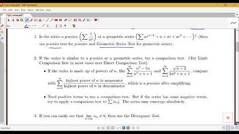 Overview of strategy for testing series (Section 11.7, part 1)