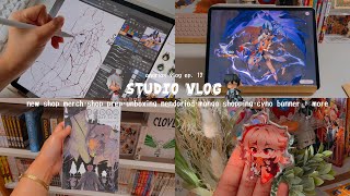 studio vlog✨prepping/opening my shop, my first nendoriods, manga shopping, genshin + more