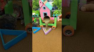 Diy Real Working Mini Tractor Cement Pillar construction machine #shorts #youtubeshorts