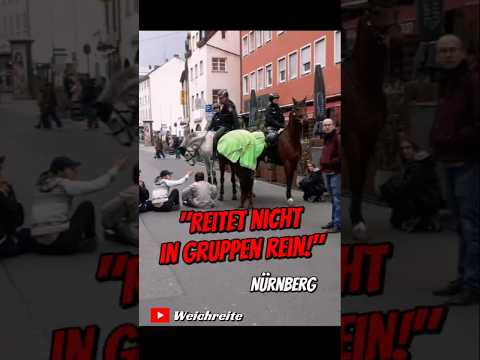 "Reitet nicht in Gruppen rein!" Polizei Reiterstaffel Nürnberg Antifa Gegendemo 21.3.26