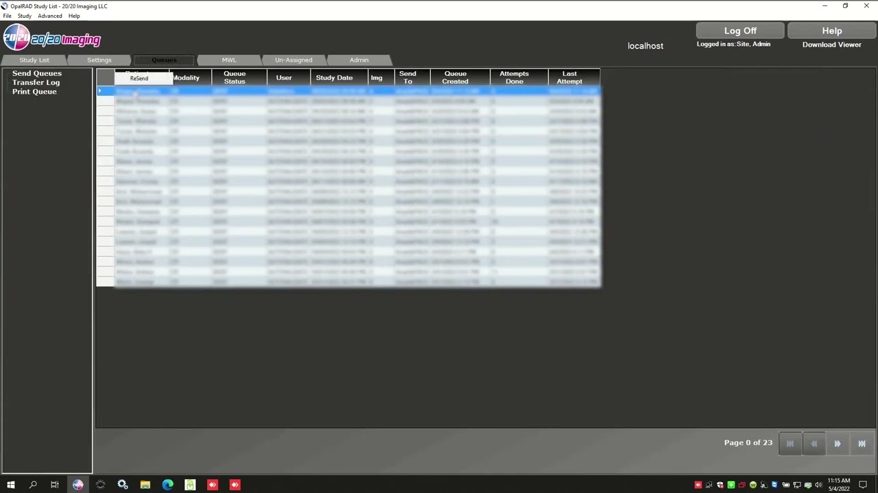 How to fix 2020 Imaging (OpalRad) not sending images