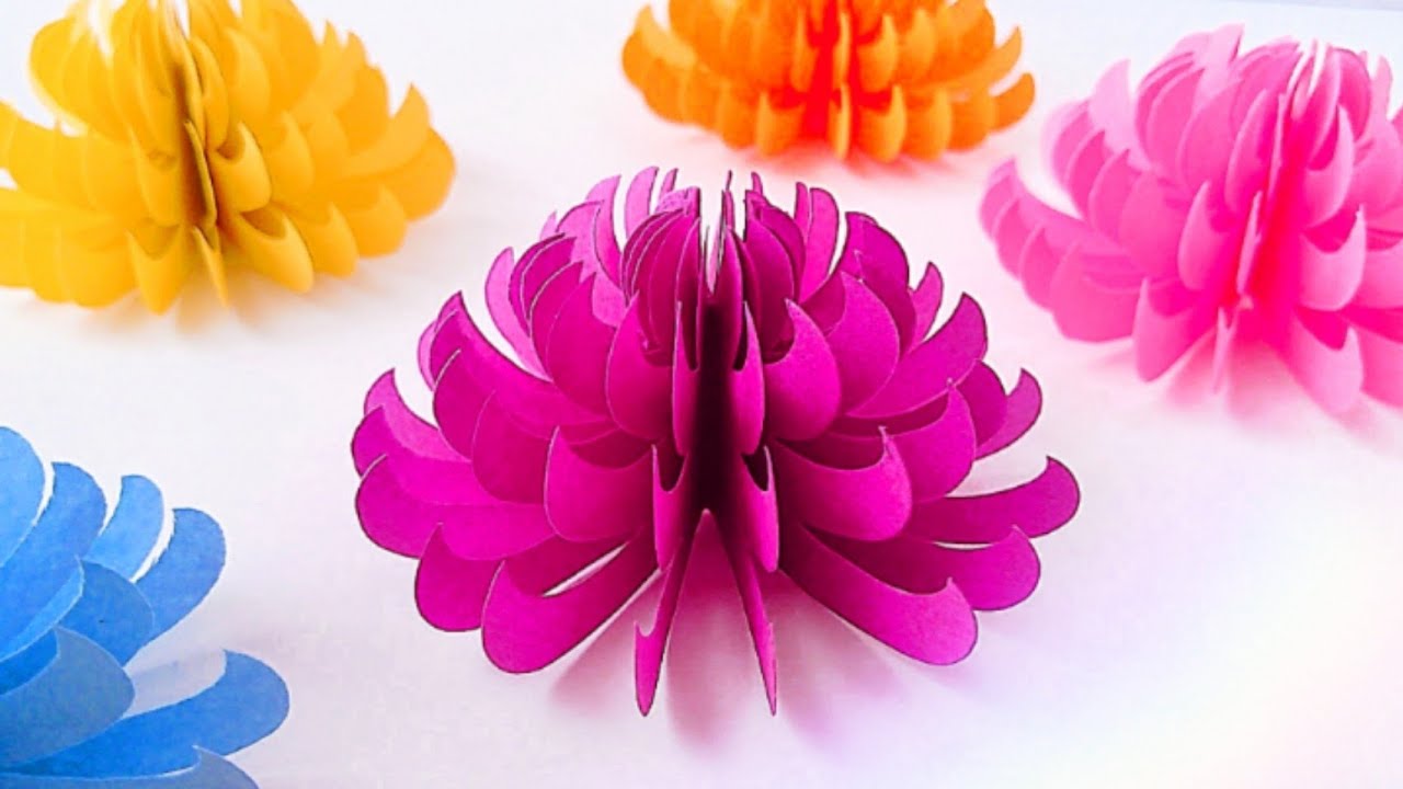 Chrysanthemum. How to make easy paper flowers. - YouTube